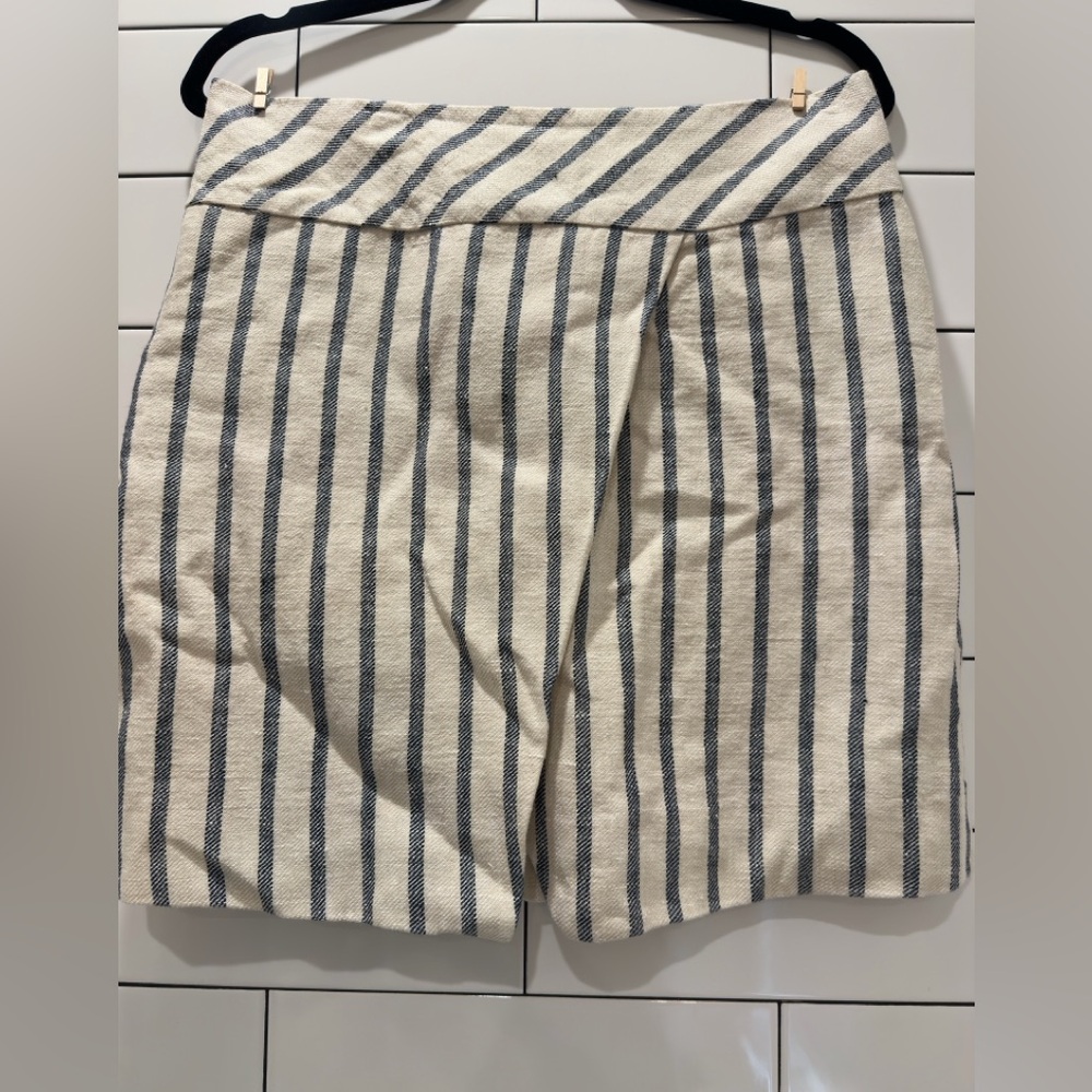 J.Crew Striped Linen Asymmetrical Crossover Mini Skirt - size 8